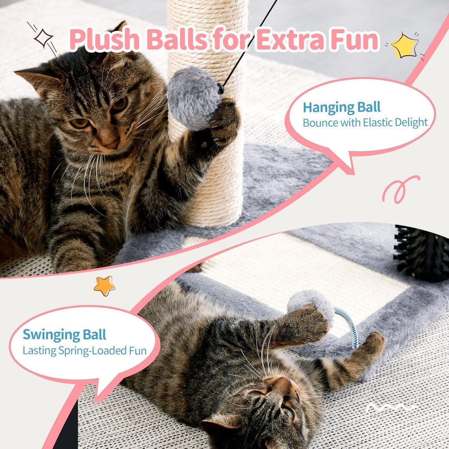 4-in-1 Cat Tree Tower | Scratcher | Bed & Play Fun