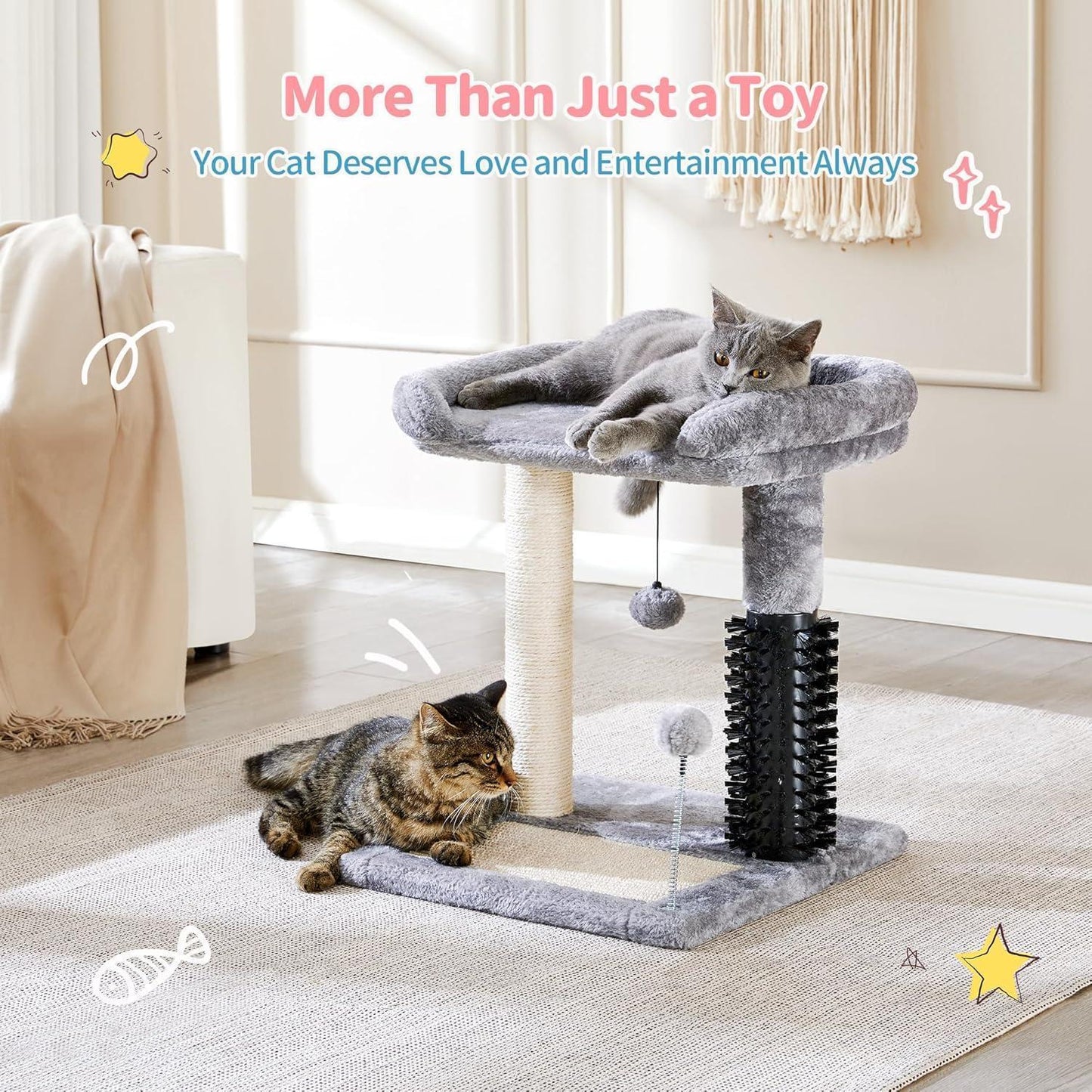 4-in-1 Cat Tree Tower | Scratcher | Bed & Play Fun