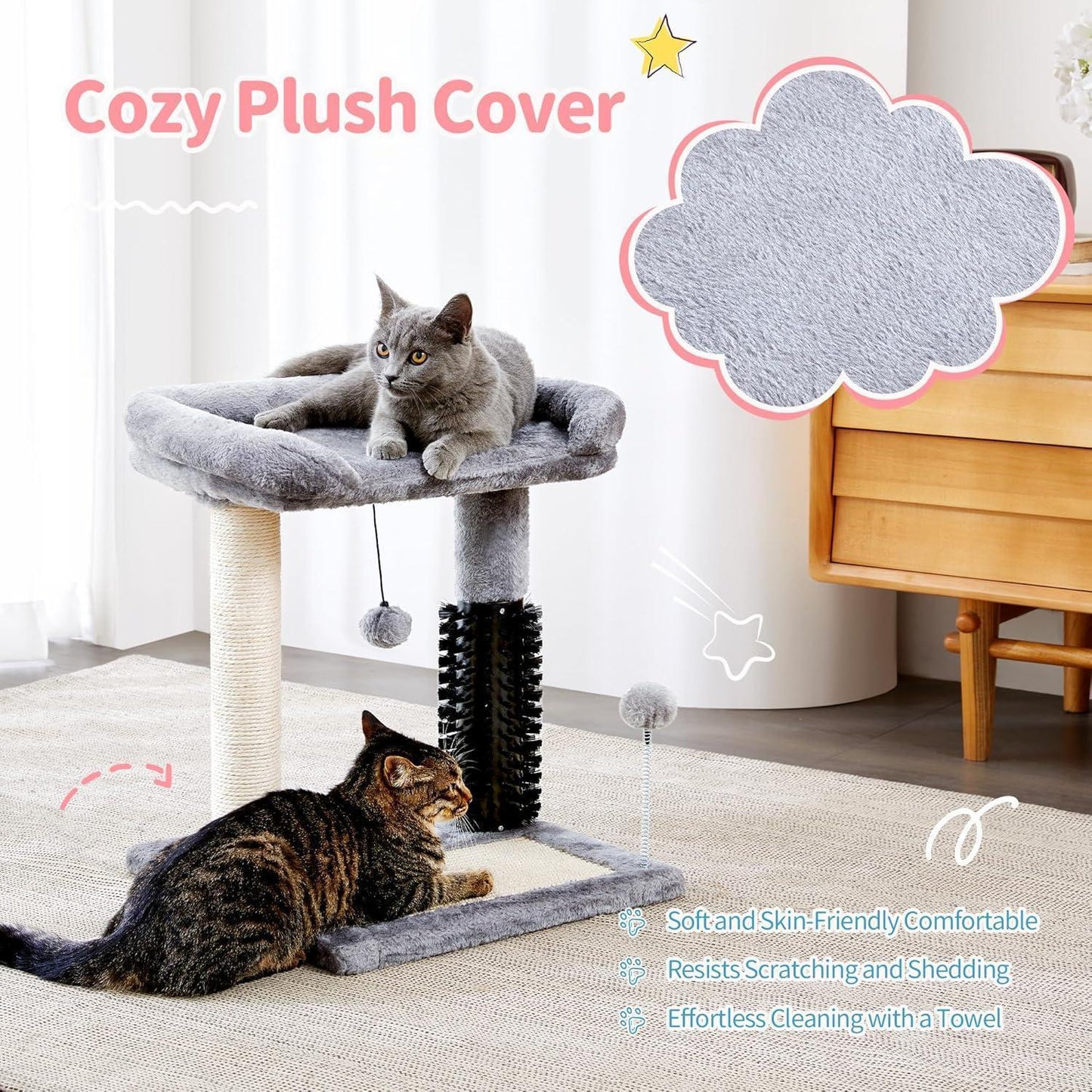 4-in-1 Cat Tree Tower | Scratcher | Bed & Play Fun