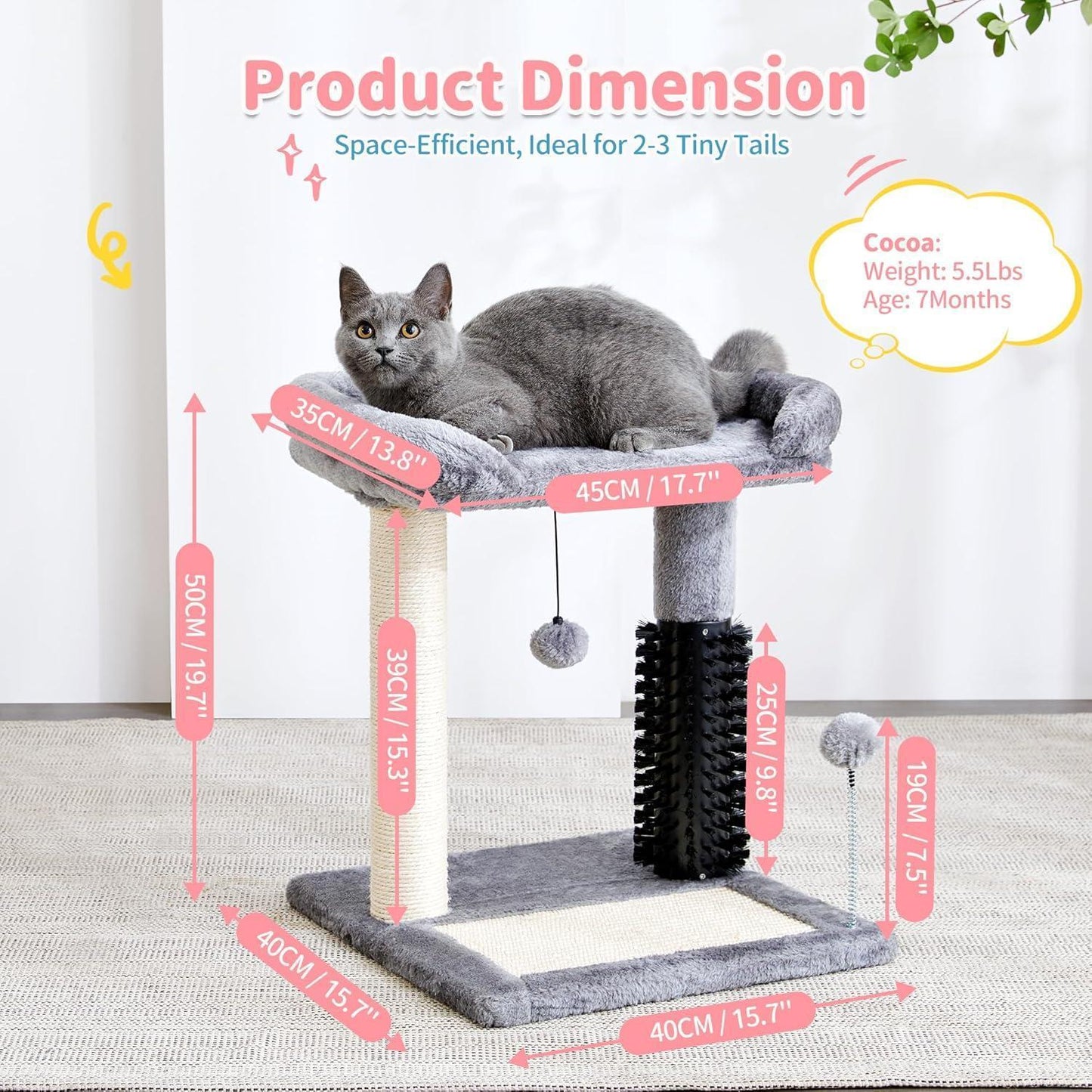 4-in-1 Cat Tree Tower | Scratcher | Bed & Play Fun