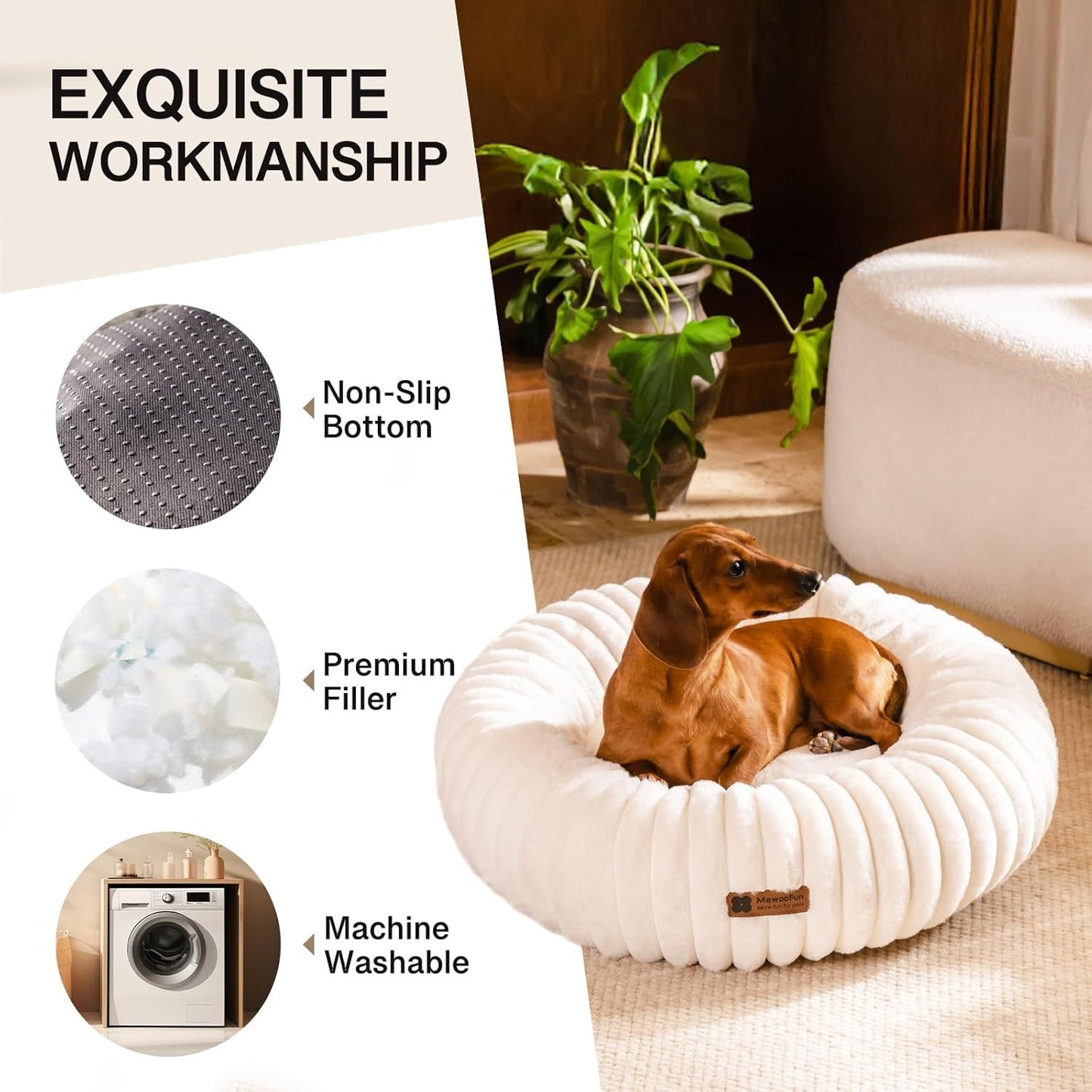 Fluffy Donut Puppy Bed | Cozy Comfort for Small Pets
