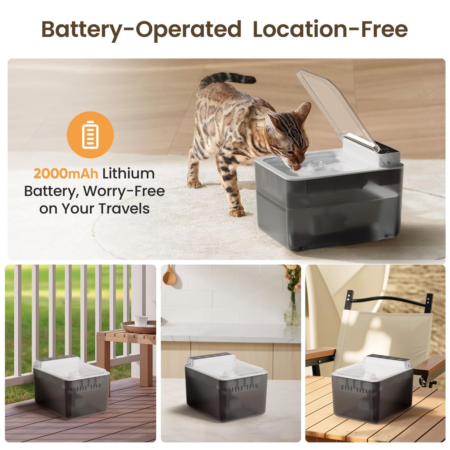Smart Pet Water Fountain | Safe, Clean & Cord-Free Hydration | 3 Liters